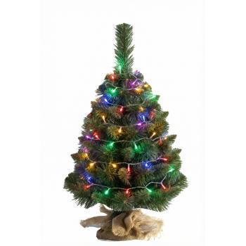 Choinka sosna zielona- Podstawa jutowa 80cm + LED Multikolor