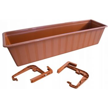 Skrzynka balkonowa+ haki+ podstawka - 60cm terakota