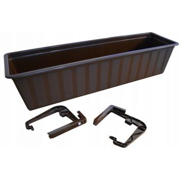 Skrzynka balkonowa +haki+ podstawka- 60cm brąz