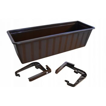 Skrzynka balkonowa +haki +podstawka- 50cm brąz