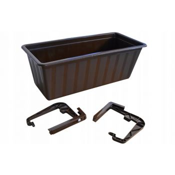 Skrzynka balkonowa + haki+ podstawka- 40cm brąz