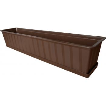 Skrzynka balkonowa + podstawka- 80 cm brąz