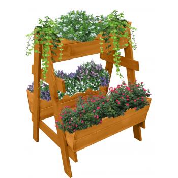 Drewniana donica kaskadowa 67cm- kwietnik (2-POZIOMY) mahoń