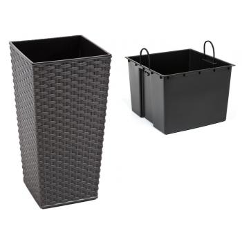 Lamela Doniczka Finezja+wkł 19x19h37 rattan antracyt