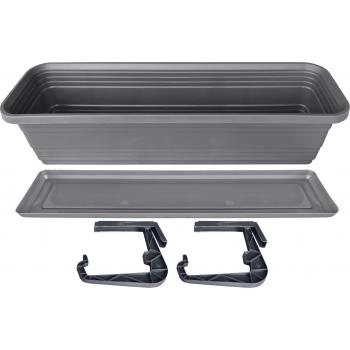 Skrzynka Balkonowa Bona + Podstawka +haki 60cm antracyt