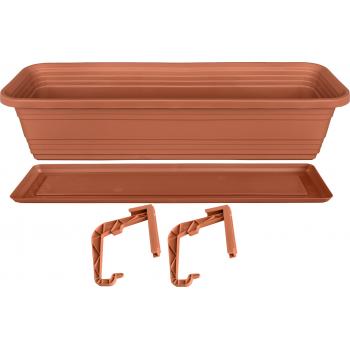Skrzynka Balkonowa Bona + Podstawka +haki 60cm terakota