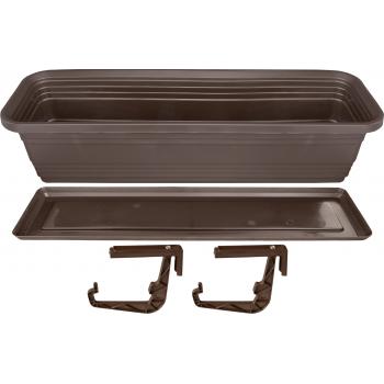 Skrzynka Balkonowa Bona + Podstawka +haki 60cm brązowa