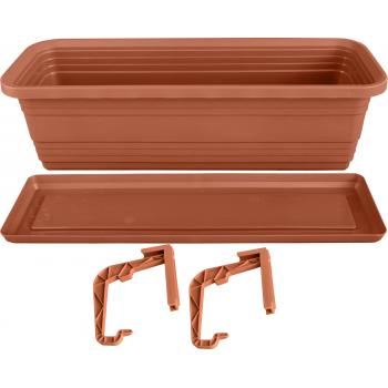Skrzynka Balkonowa Bona + Podstawka +haki 50cm terakota