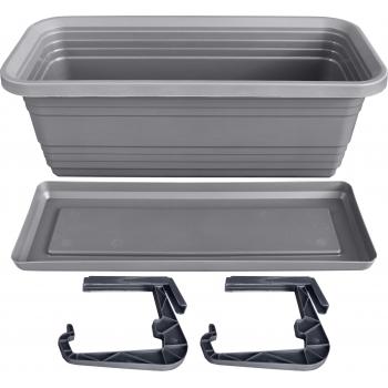 Skrzynka Balkonowa Bona + Podstawka +haki 40cm antracyt