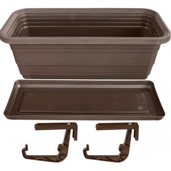 Skrzynka Balkonowa Bona + Podstawka +haki 40cm brąz