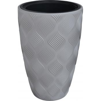 Doniczka Ryflowana Flow Slim 3D + wkład 40 Szara