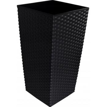 Lamela Doniczka finezja+wkł 35x35h68 Rattan czarny